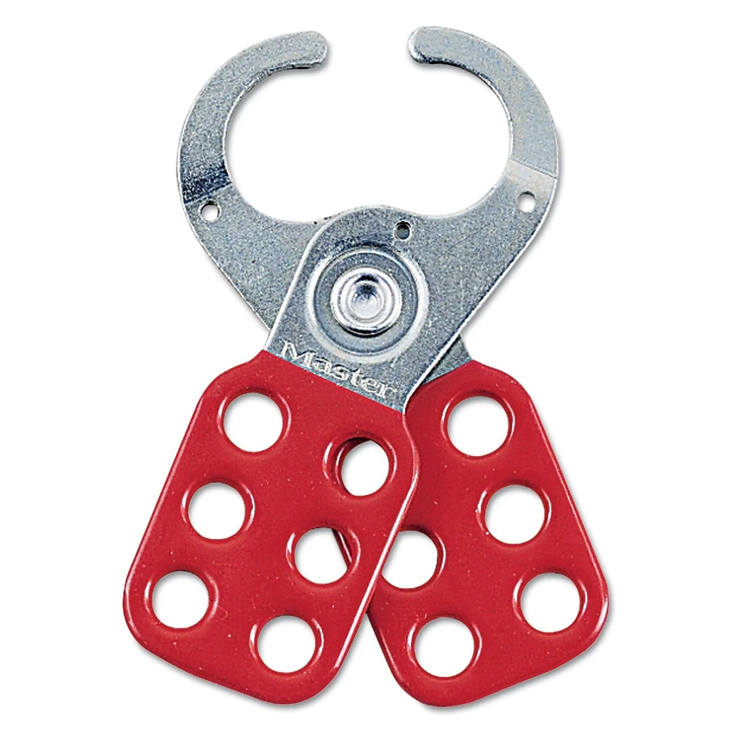 Master Lock 421 Lockout Tagout Hasp with Vinyl-Coated Handle and Extended Jaw, Red, "1-1/2"" Inside jaw Diameter"