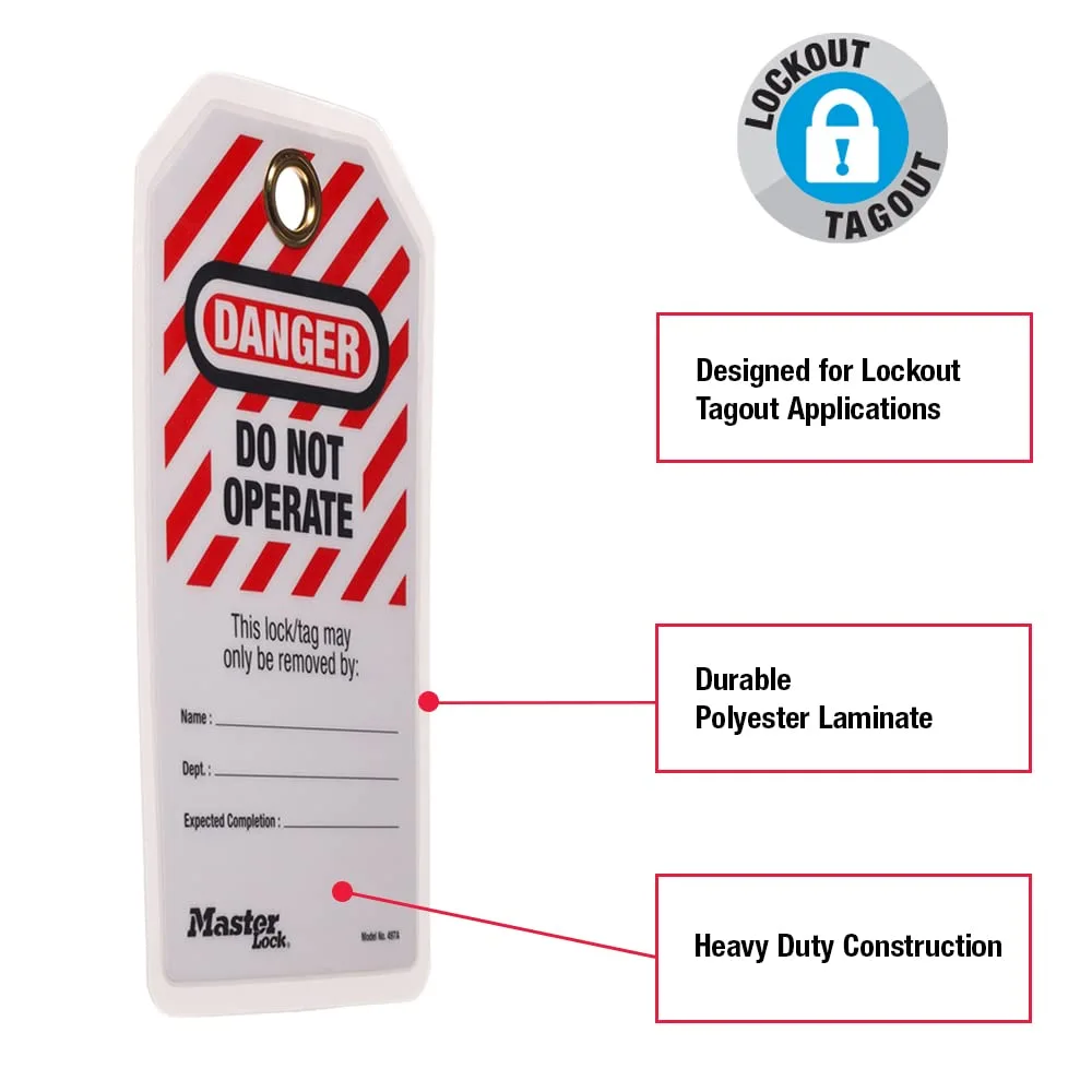 Master Lock 497A Lockout Tagout Tags, Laminated Do Not Operate, OSHA Compliant, 12 Pack