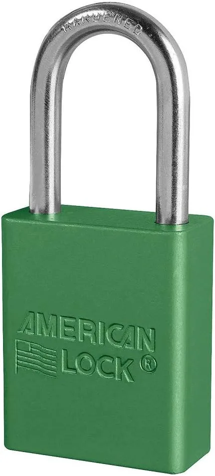 Master Lock A1106GRN Aluminum Green Safety Padlock with 1/4" x 1-1/2" Shackle (Pack of 6) Pack of 1