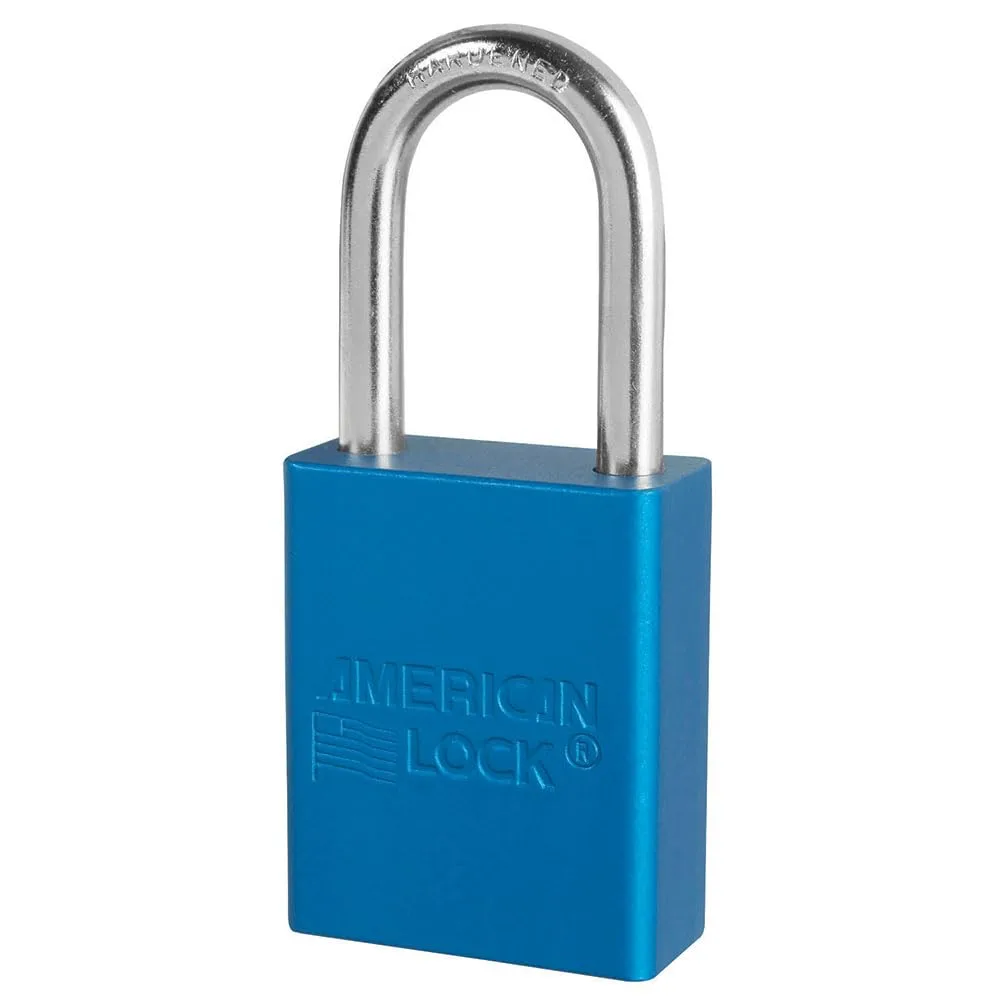 Master Lock® Solid Aluminum Padlock, 1/4 in dia, 1-1/2 in L x 3/4 in W, Blue (045-A1106BLU) Each