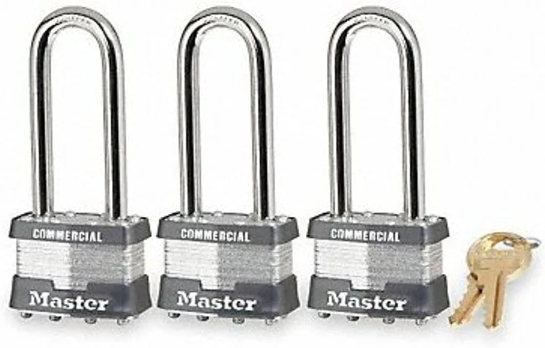 MASTER LOCK Keyed Padlock, 3/4 in, Rectangle, Silver