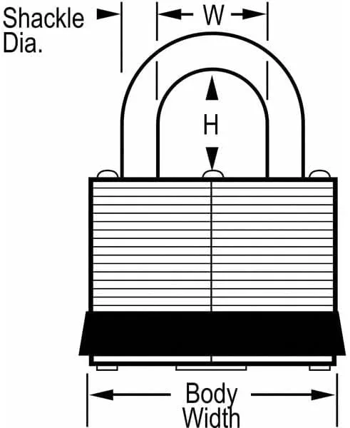 MASTER LOCK Keyed Padlock, 3/4 in, Rectangle, Silver