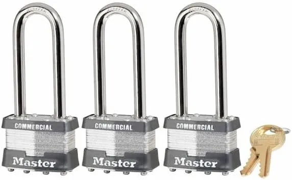MASTER LOCK Keyed Padlock, 3/4 in, Rectangle, Silver
