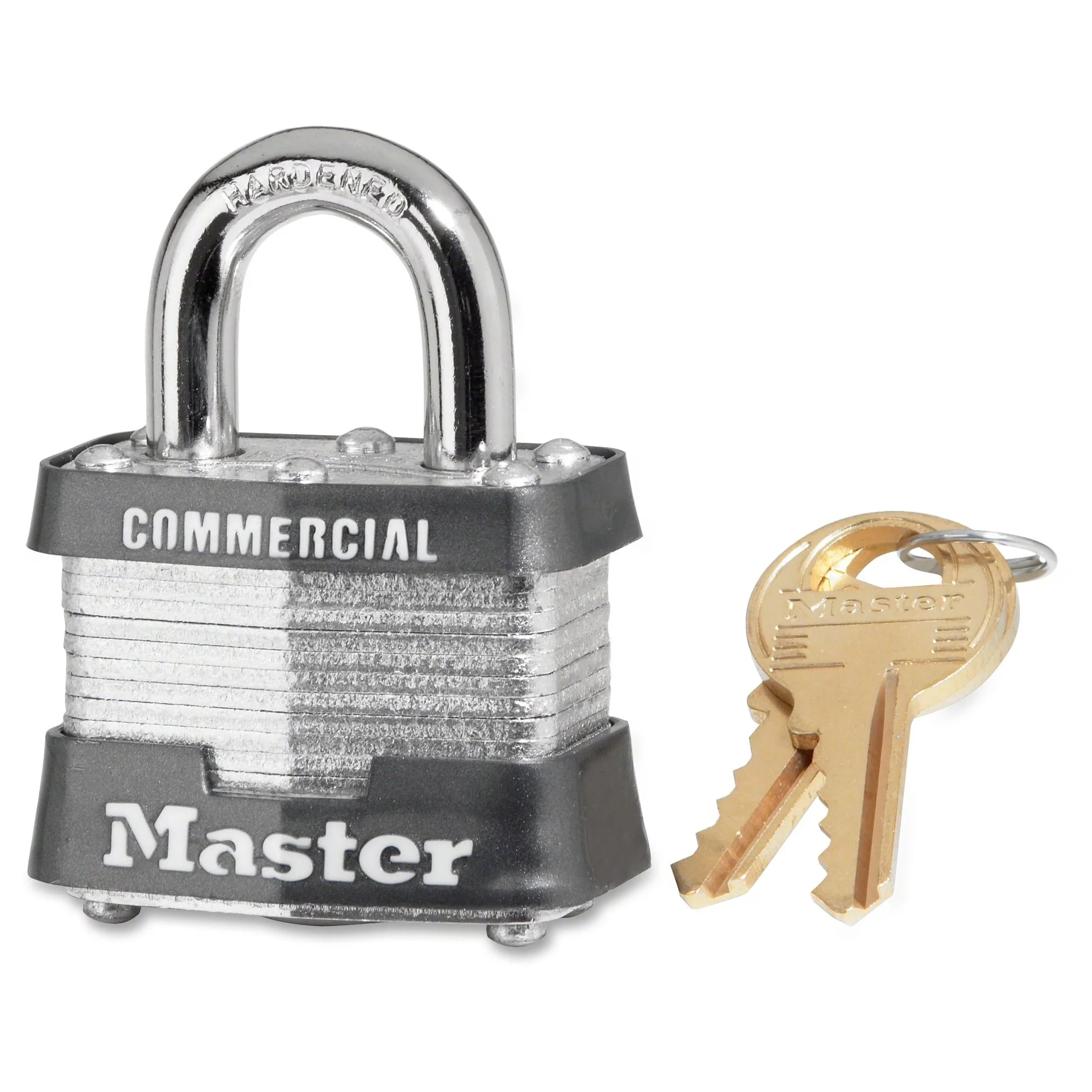 Master Lock No. 3 Laminated Steel Pin Tumbler Padlocks,9/32" Dia, 3/4" L X 5/8" W, Silvr/Black