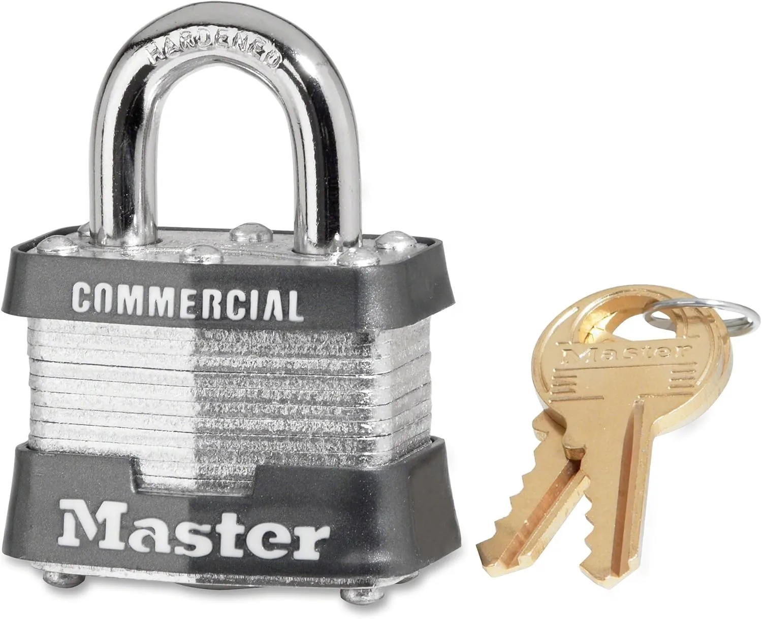 Master Lock No. 3 Laminated Steel Pin Tumbler Padlocks,9/32" Dia, 3/4" L X 5/8" W, Silvr/Black