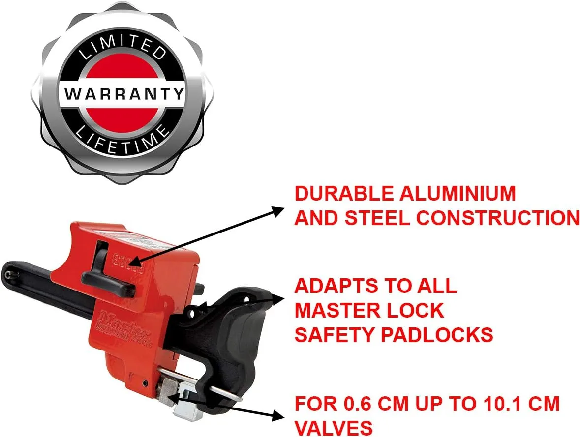 Master Lock - S3068 Seal-Tight Handle-On Valve Lockout, Red 1/4in (6mm)