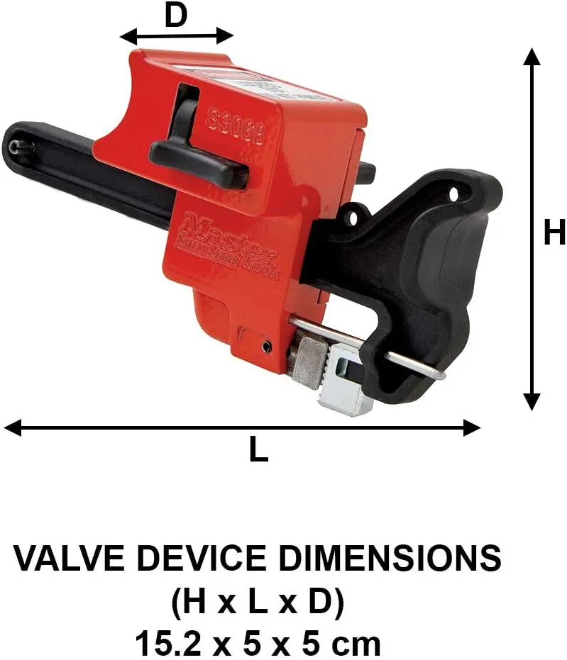 Master Lock - S3068 Seal-Tight Handle-On Valve Lockout, Red 1/4in (6mm)