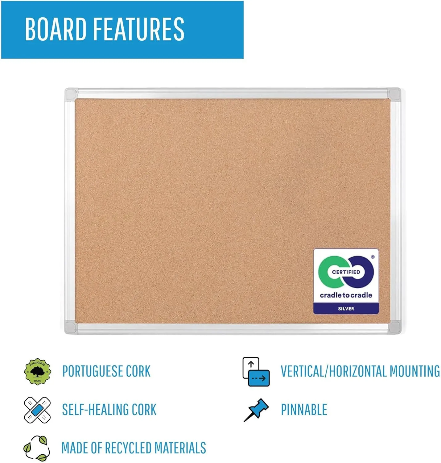 MASTERVISION Earth Series Self-Healing Cork Bulletin Board with Aluminum Frame