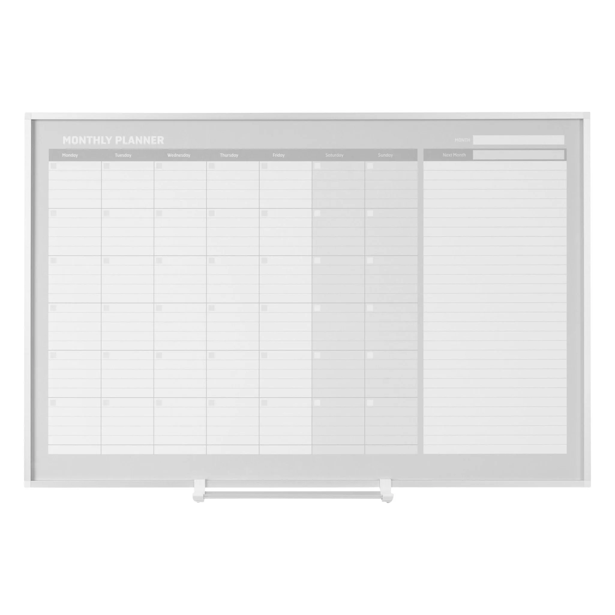 MasterVision Magnetic Dry-Erase Monthly Planner Board, 36 x 24 in, Aluminum Frame