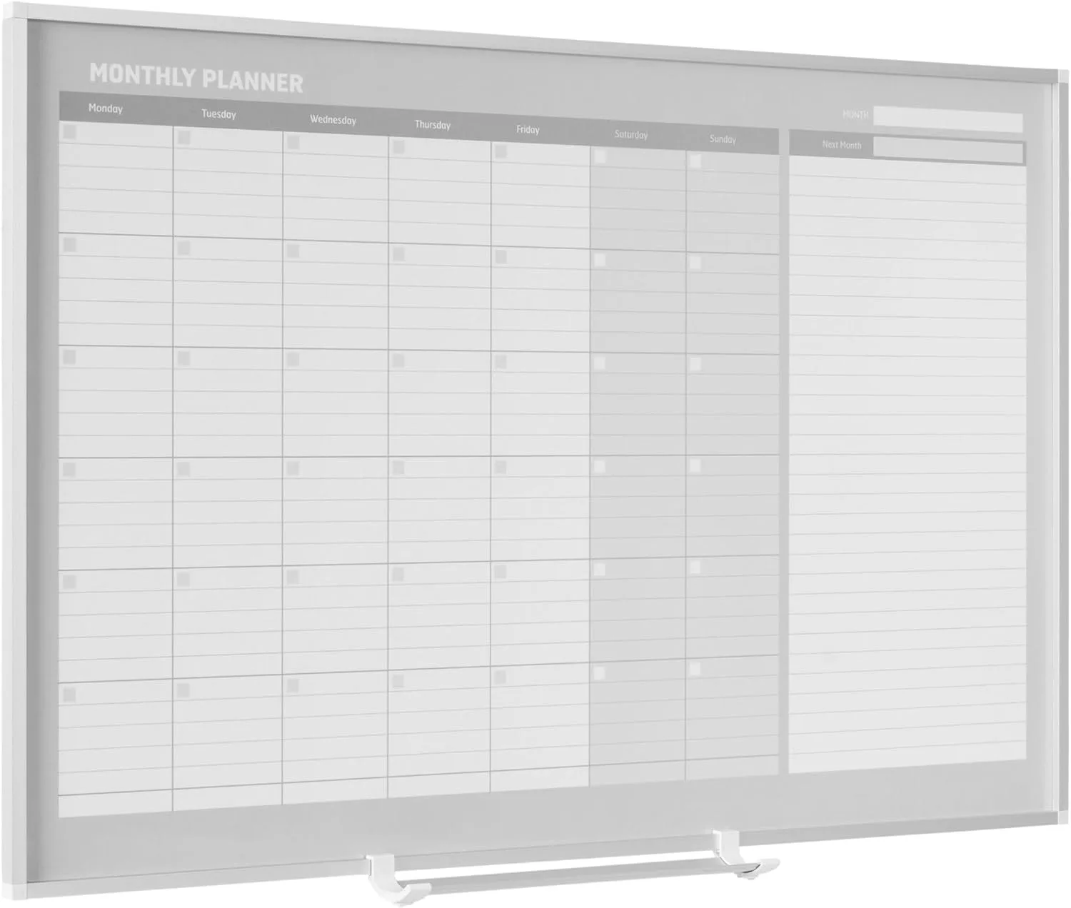 MasterVision Magnetic Dry-Erase Monthly Planner Board, 36 x 24 in, Aluminum Frame