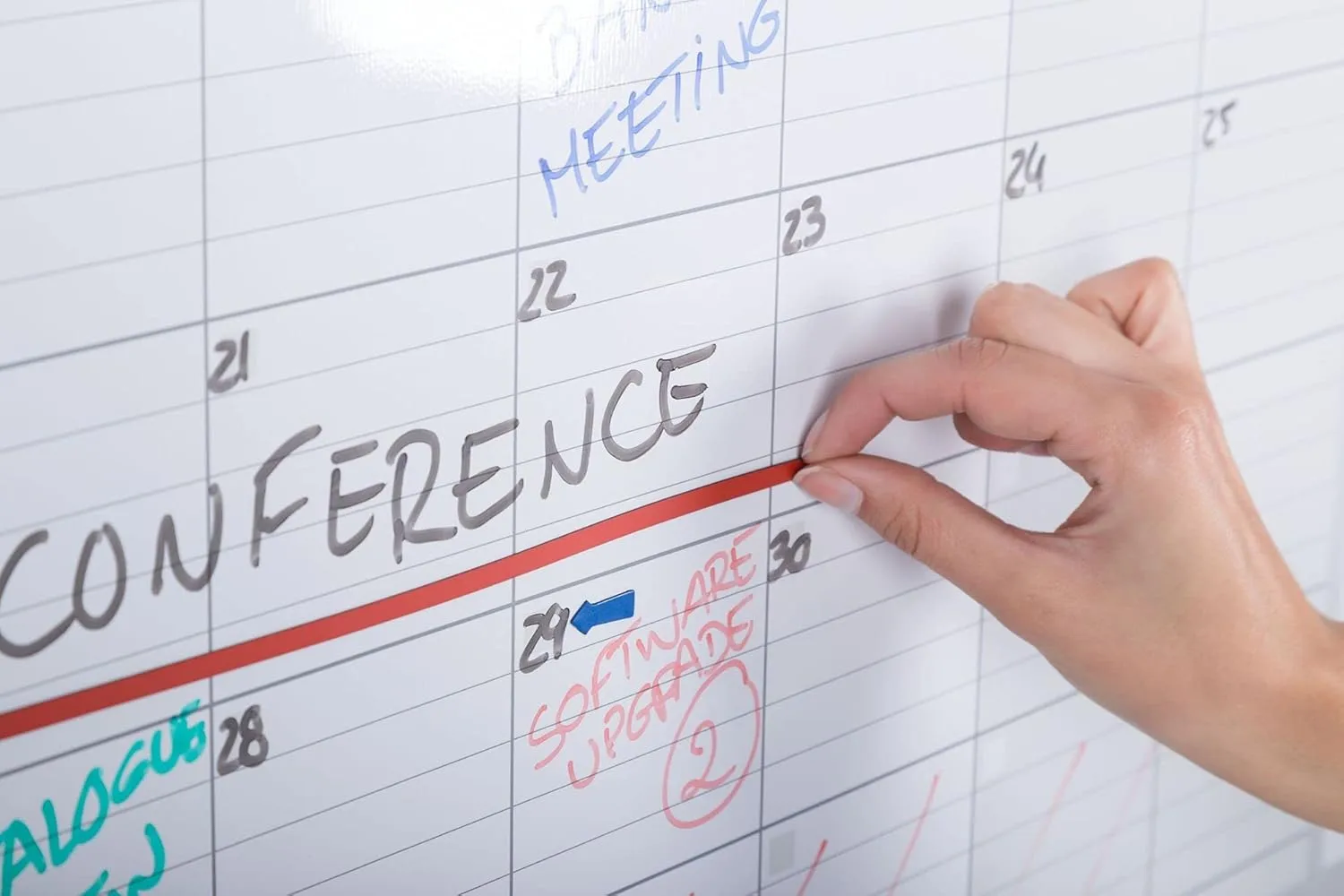 MasterVision Magnetic Dry-Erase Monthly Planner Board, 36 x 24 in, Aluminum Frame