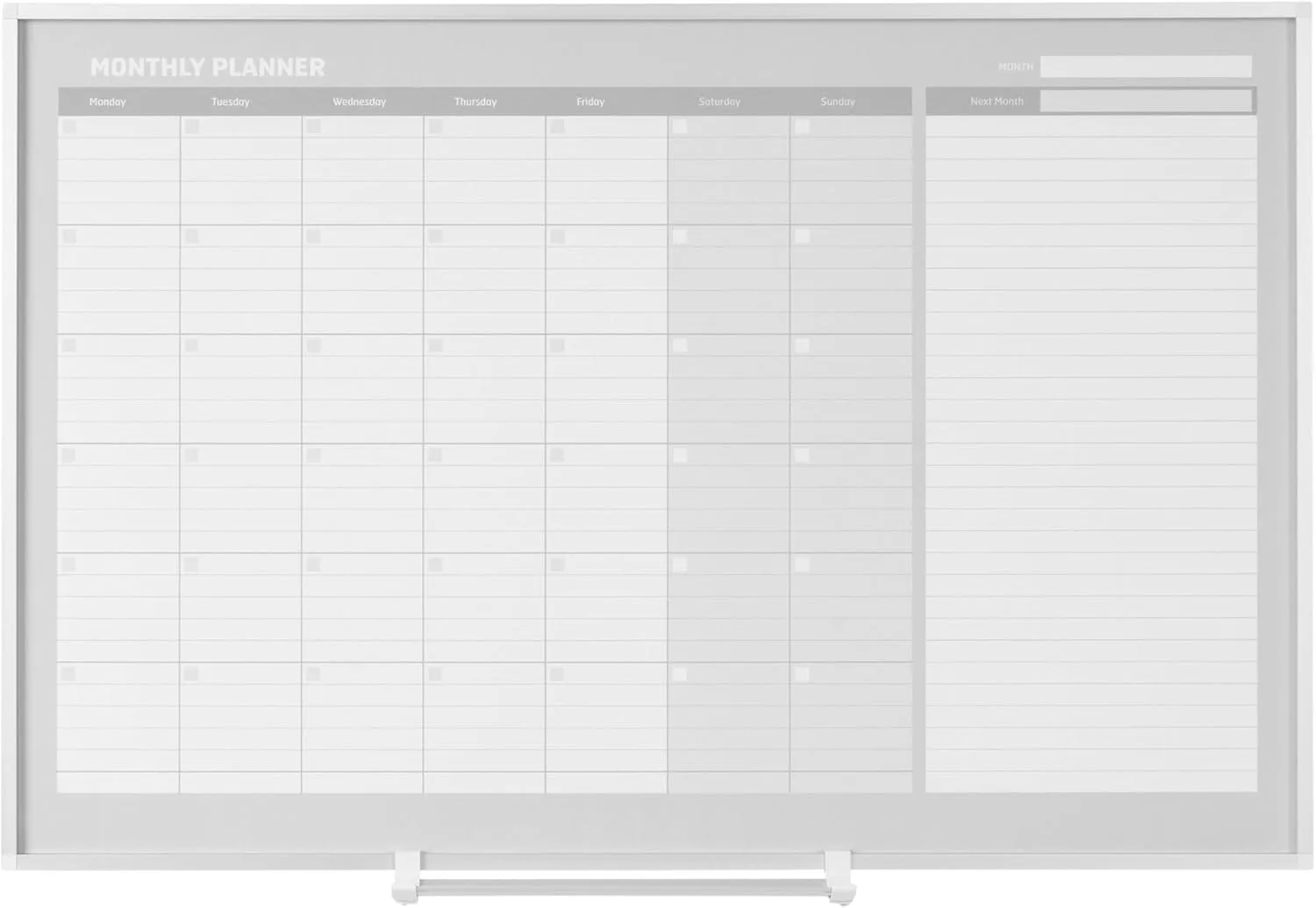 MasterVision Magnetic Dry-Erase Monthly Planner Board, 36 x 24 in, Aluminum Frame