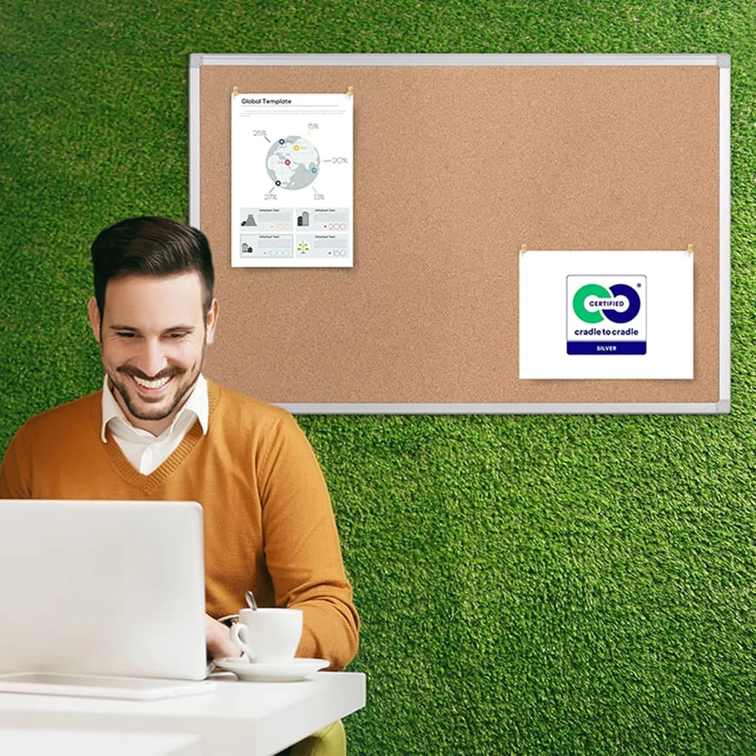 MASTERVISION Earth Series Self-Healing Cork Bulletin Board with Aluminum Frame