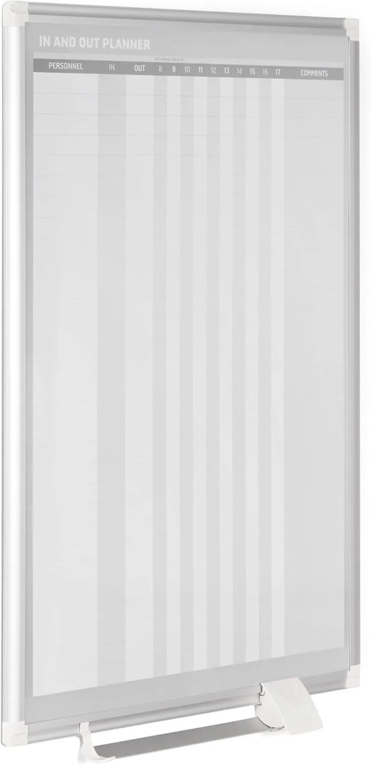 MasterVision Magnetic In/Out Vertical Planner Board 24W x 36H Aluminum Frame Silver