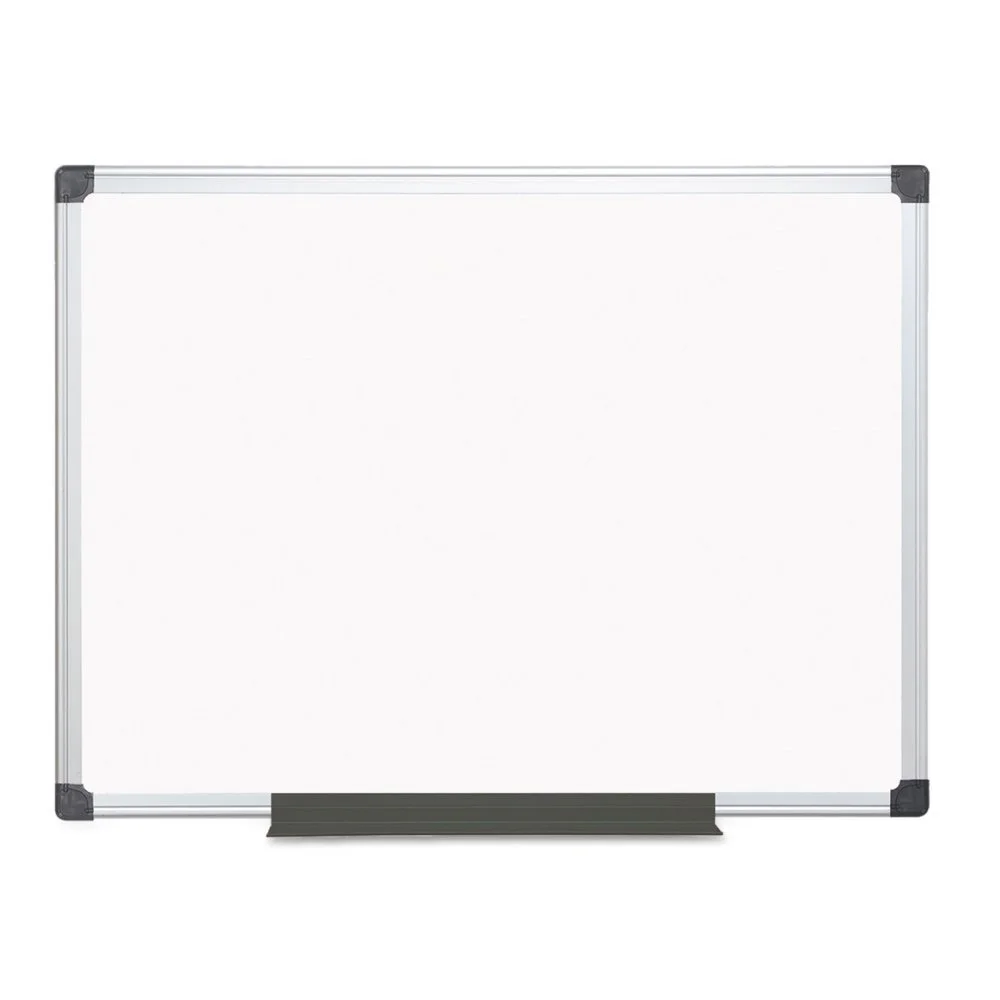 MasterVision Maya Porcelain Magnetic Dry Erase Board, 48 x 36 in., White, Satin Aluminum Frame