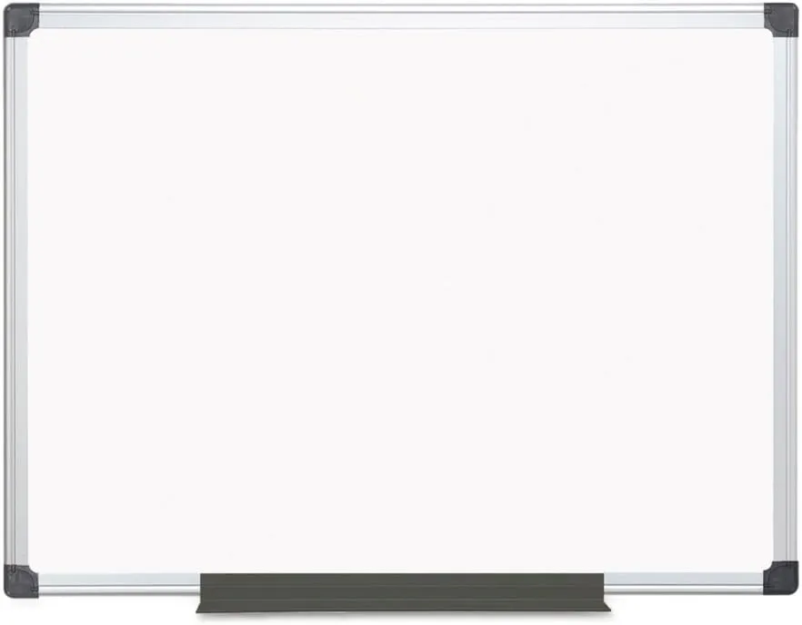 MasterVision Maya Porcelain Magnetic Dry Erase Board, 48 x 36 in., White, Satin Aluminum Frame