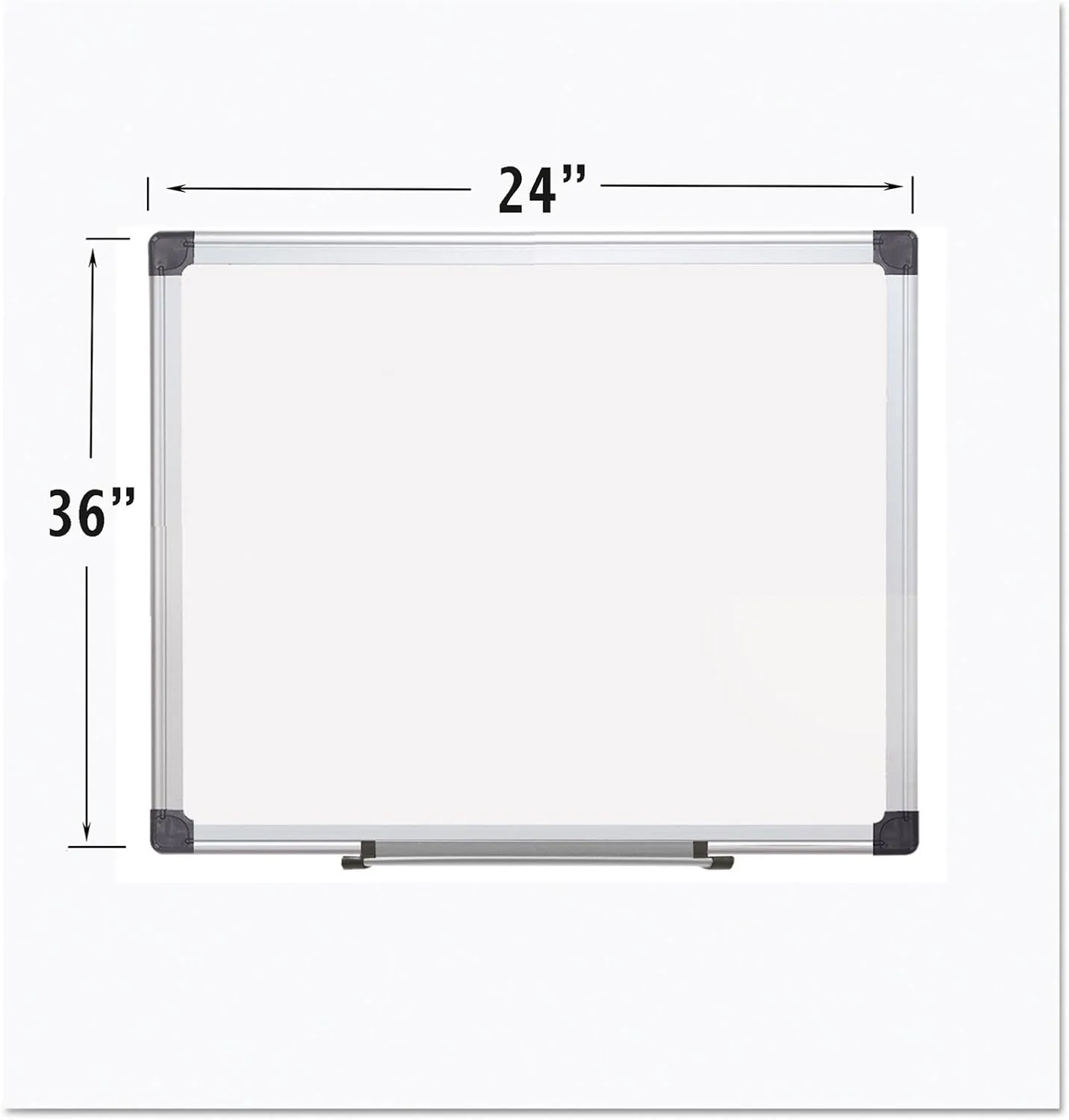 MasterVision Maya Porcelain Magnetic Dry Erase Board, 48 x 36 in., White, Satin Aluminum Frame
