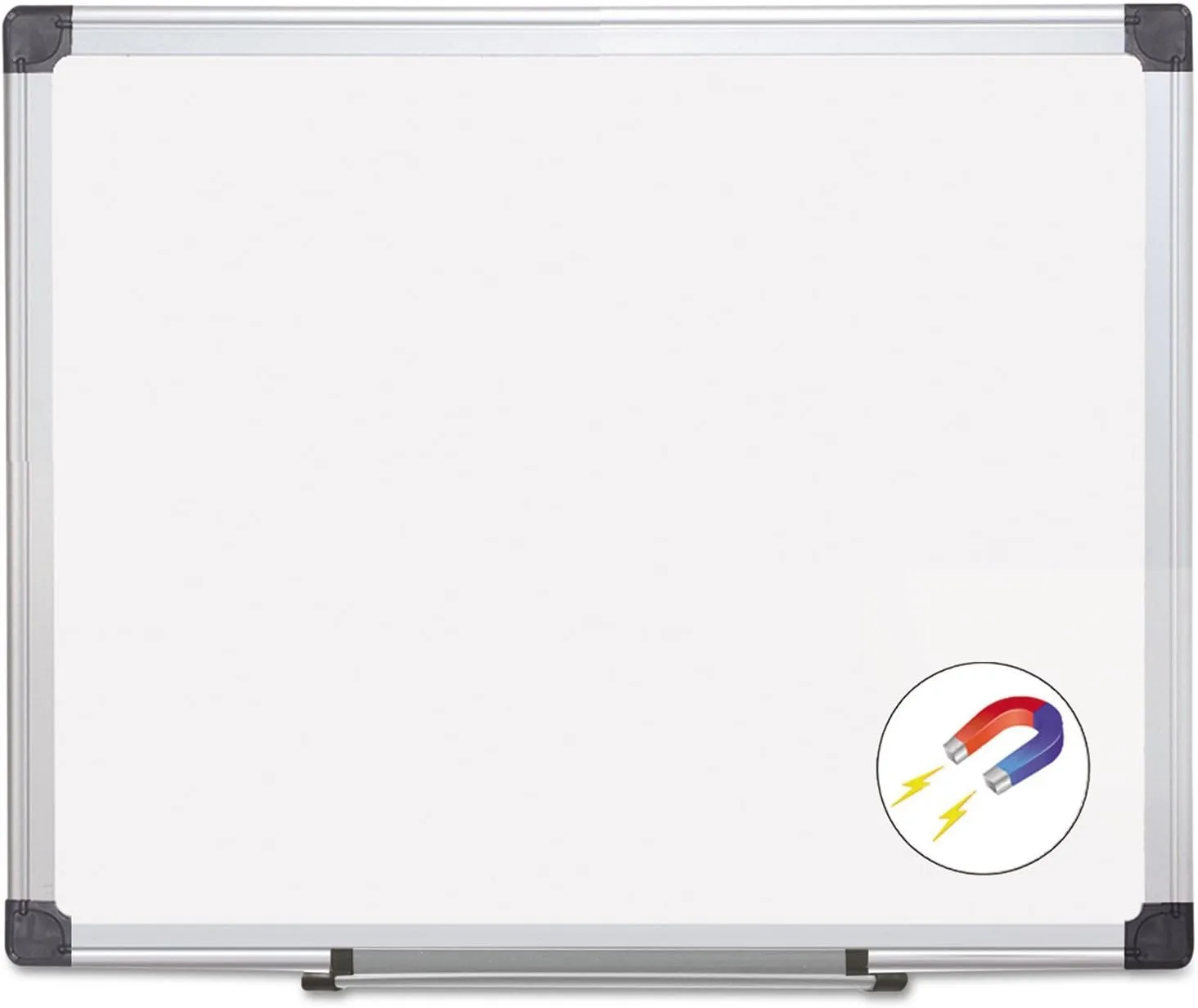 MasterVision Maya Porcelain Magnetic Dry Erase Board, 48 x 36 in., White, Satin Aluminum Frame