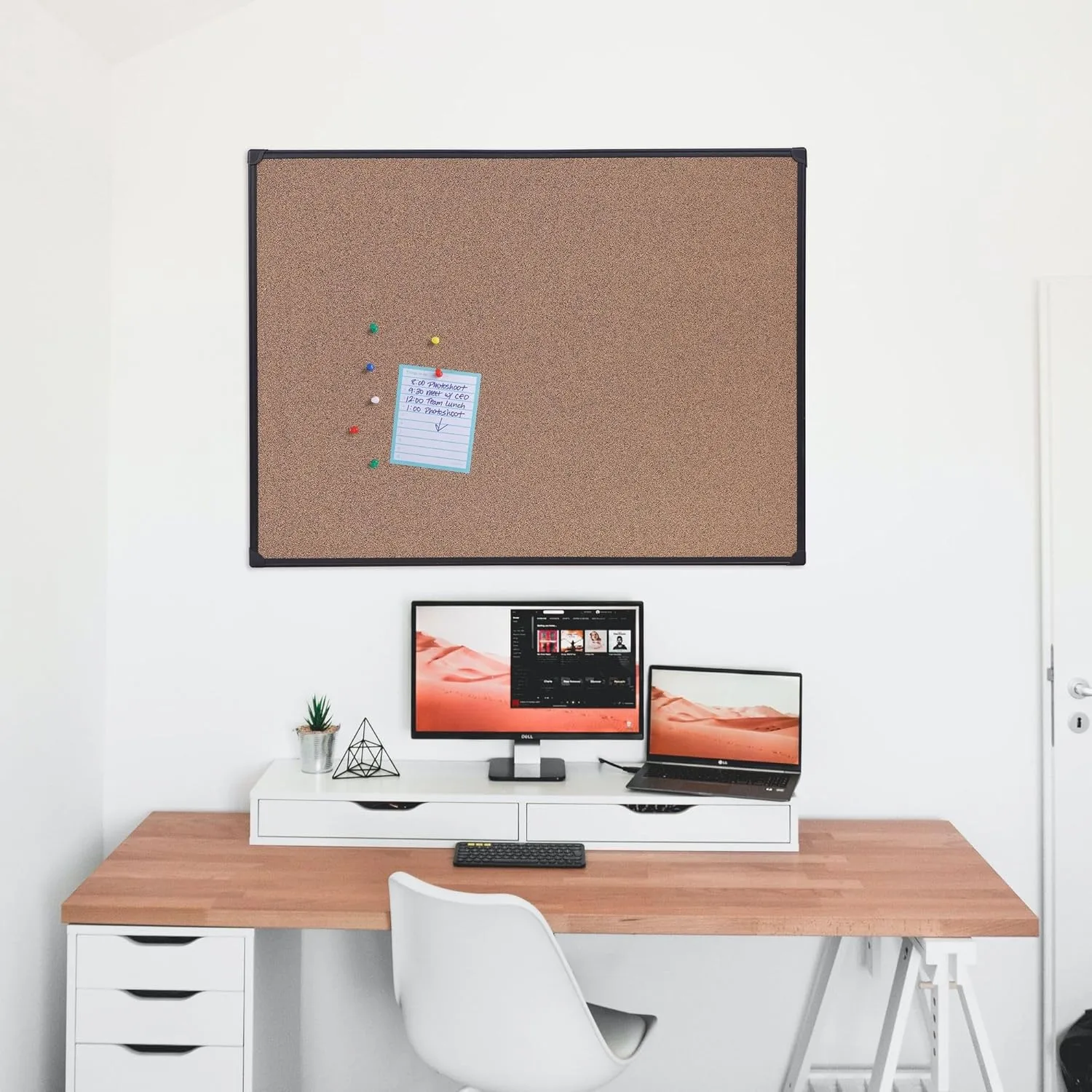 MasterVision Techcork Bulletin Board, 48 x 36, Black Aluminum Frame