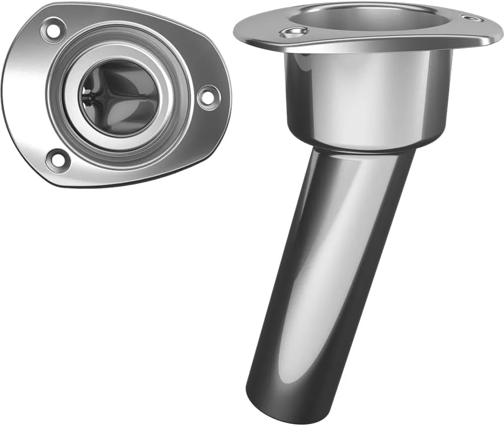Mate Series Stainless Steel 15° Rod & Cup Holder - Open - Oval Top