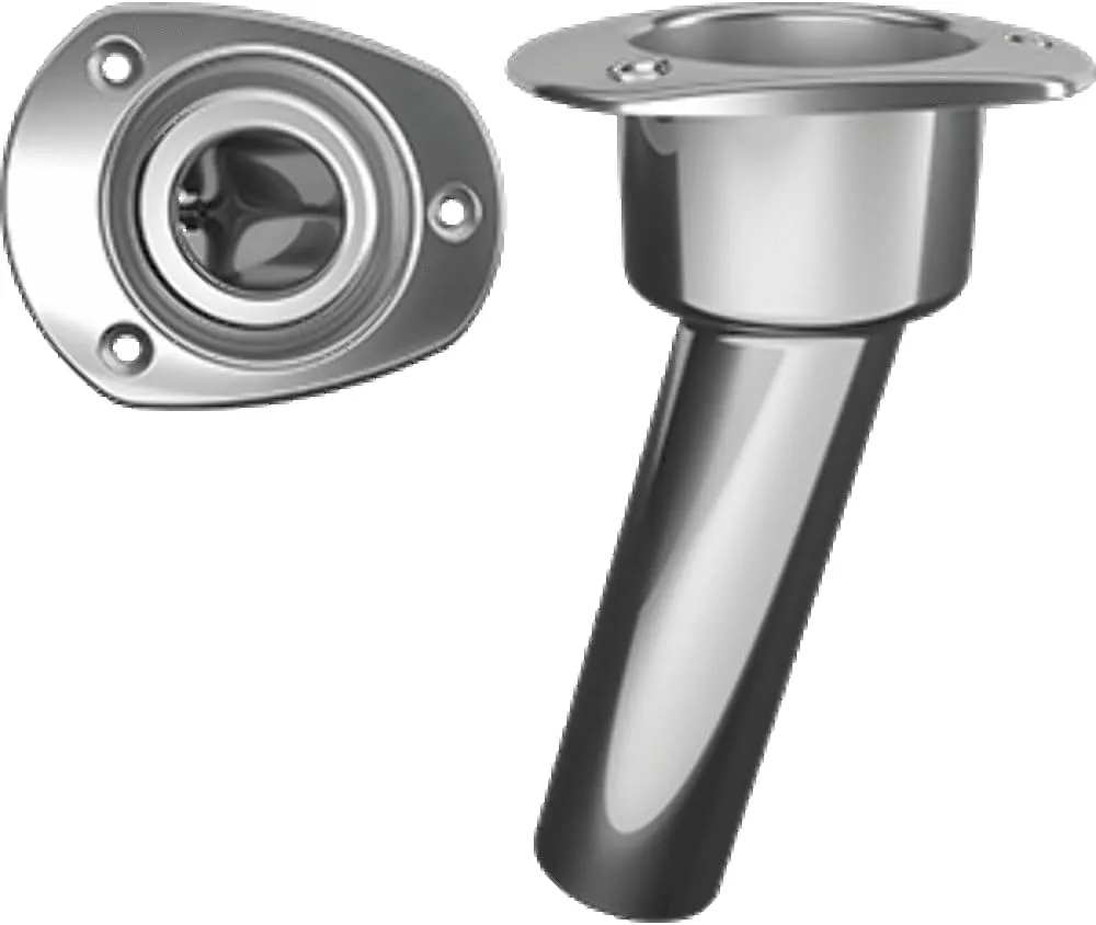 Mate Series Stainless Steel 15° Rod & Cup Holder - Open - Oval Top