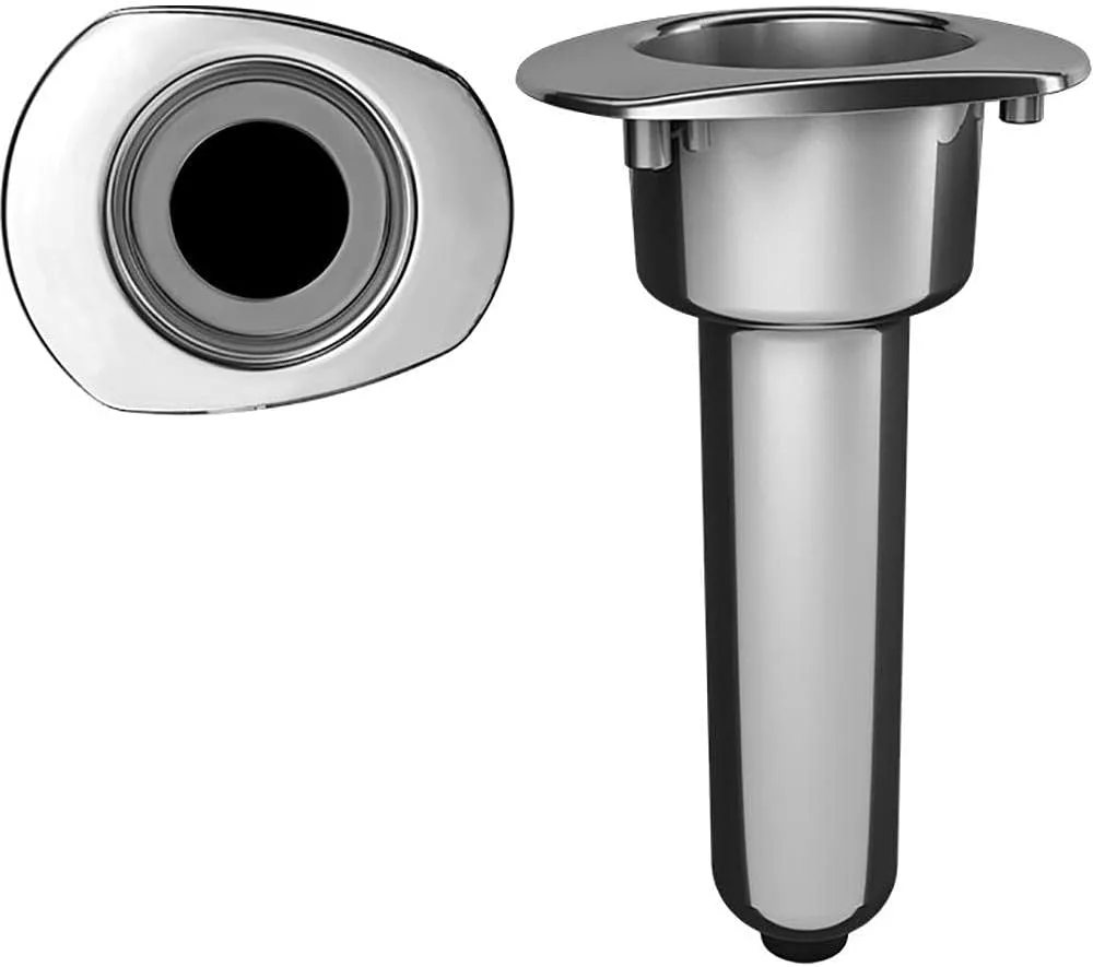 Mate Series Elite Screwless Stainless Steel 0° Rod & Cup Holder - Drain - Oval Top