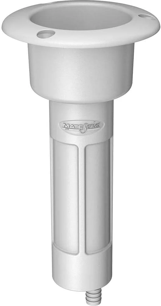 Mate Series Plastic 0° Rod & Cup Holder - Drain - Round Top - White