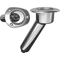 Mate Series Stainless Steel 30° Rod & Cup Holder - Drain - Oval Top