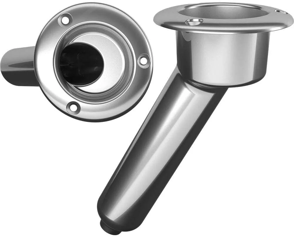 Mate Series Stainless Steel 30° Rod & Cup Holder - Drain - Round Top