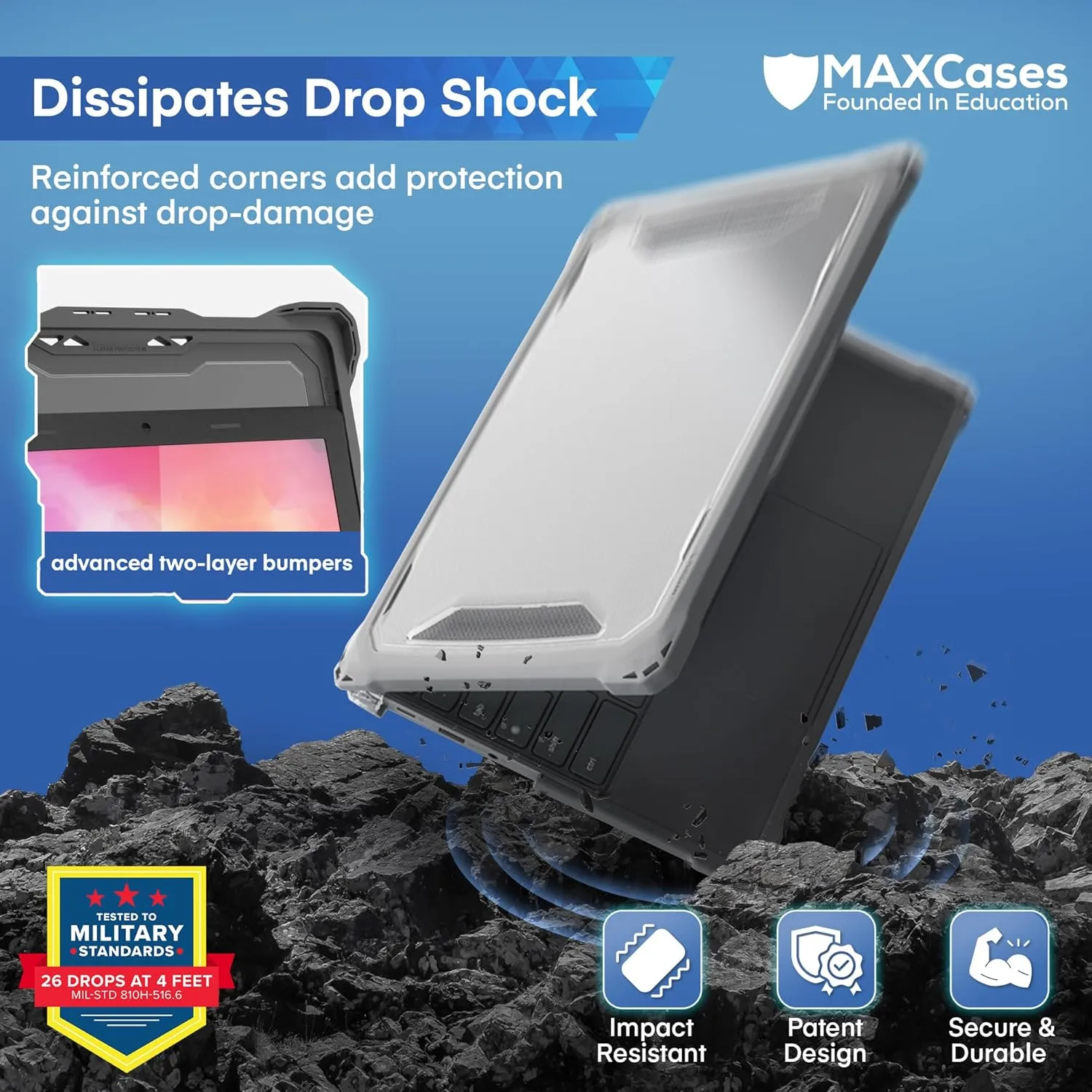 MAXCases Extreme Shell-F for Acer R756TN (Spin 511) & R753T/R753TN & R722T (Spin 311) Chromebook 11.6" (Gray/Clear)