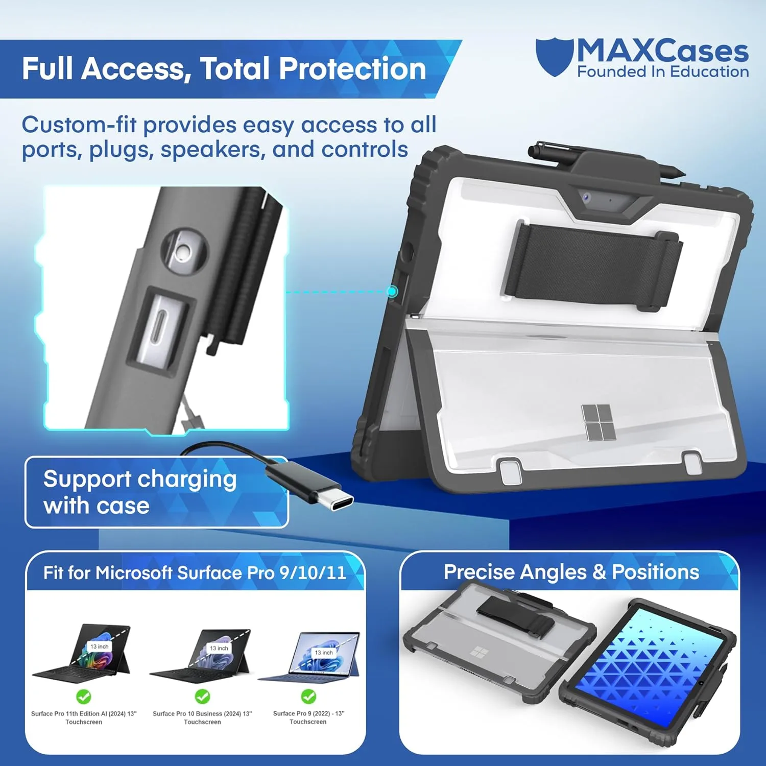 MAXCases Extreme Shell for Microsoft Surface Pro 9/10/11 Case, 13 inch Black
