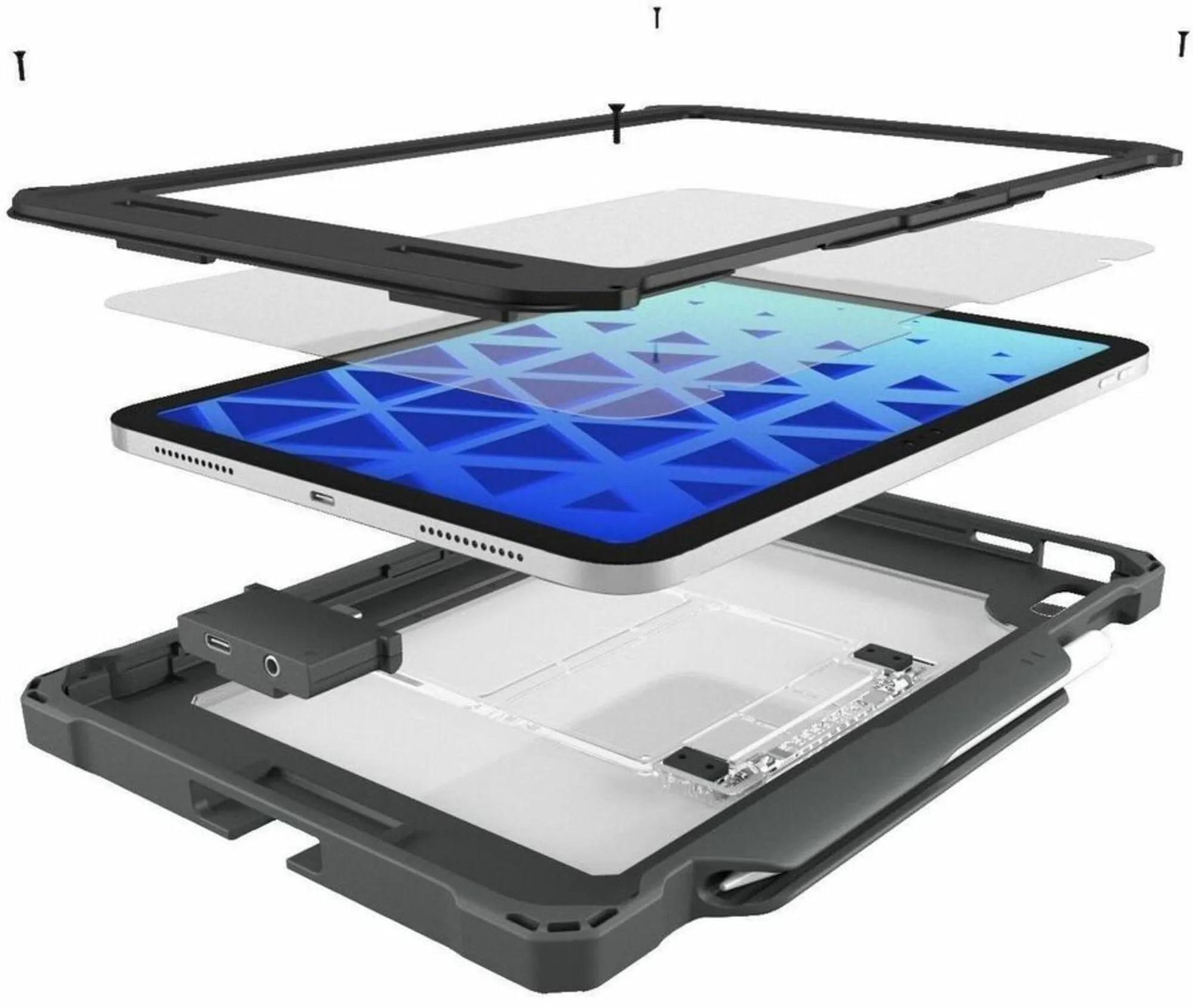MAXCases Shield Extreme-X2 for iPad 10 10.9" w/3.5 mm Adapter and Locking Bezel (2022) (Black Bezel-Gray Case)