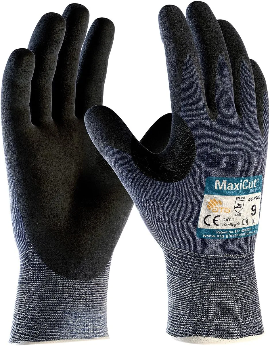 3 Pairs Maxicut Ultra 44-3745/M Seamless Knit Engineered Yarn Work Glove with Premium Nitrile Coated MicroFoam Grip on Palm