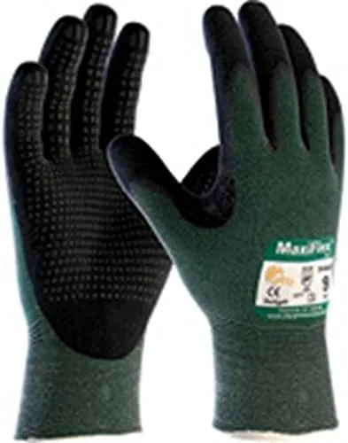 ATG 34-8443/XS Maxiflex Cut, Green Eng Yarn, Black Nitrile Dotted Microfoam Grip, A2 Green XS