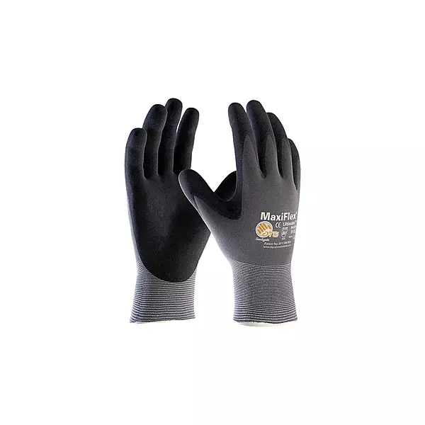 Protective Industrial Products Maxiflex Ultimate 15G Gray Nylon Shell Black Nitrile Microfoam Grip Medium 12 Pairs Of Gloves