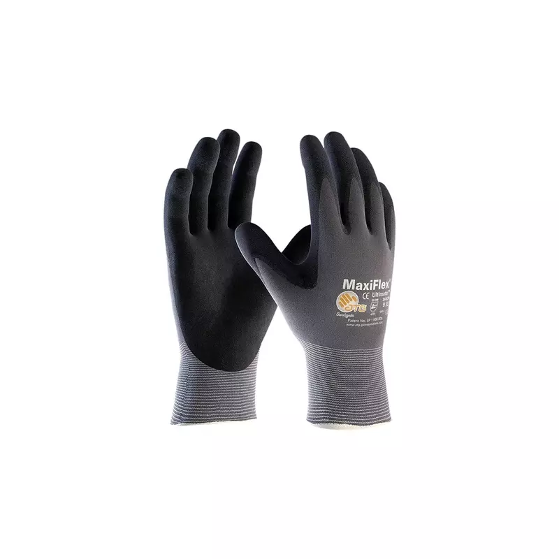 Protective Industrial Products Maxiflex Ultimate 15G Gray Nylon Shell Black Nitrile Microfoam Grip Medium 12 Pairs Of Gloves