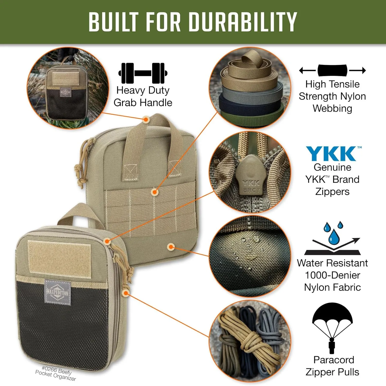MAXPEDITION Beefy Pocket Organizer MOLLE-Compatible 1000D Nylon Tactical Pouch