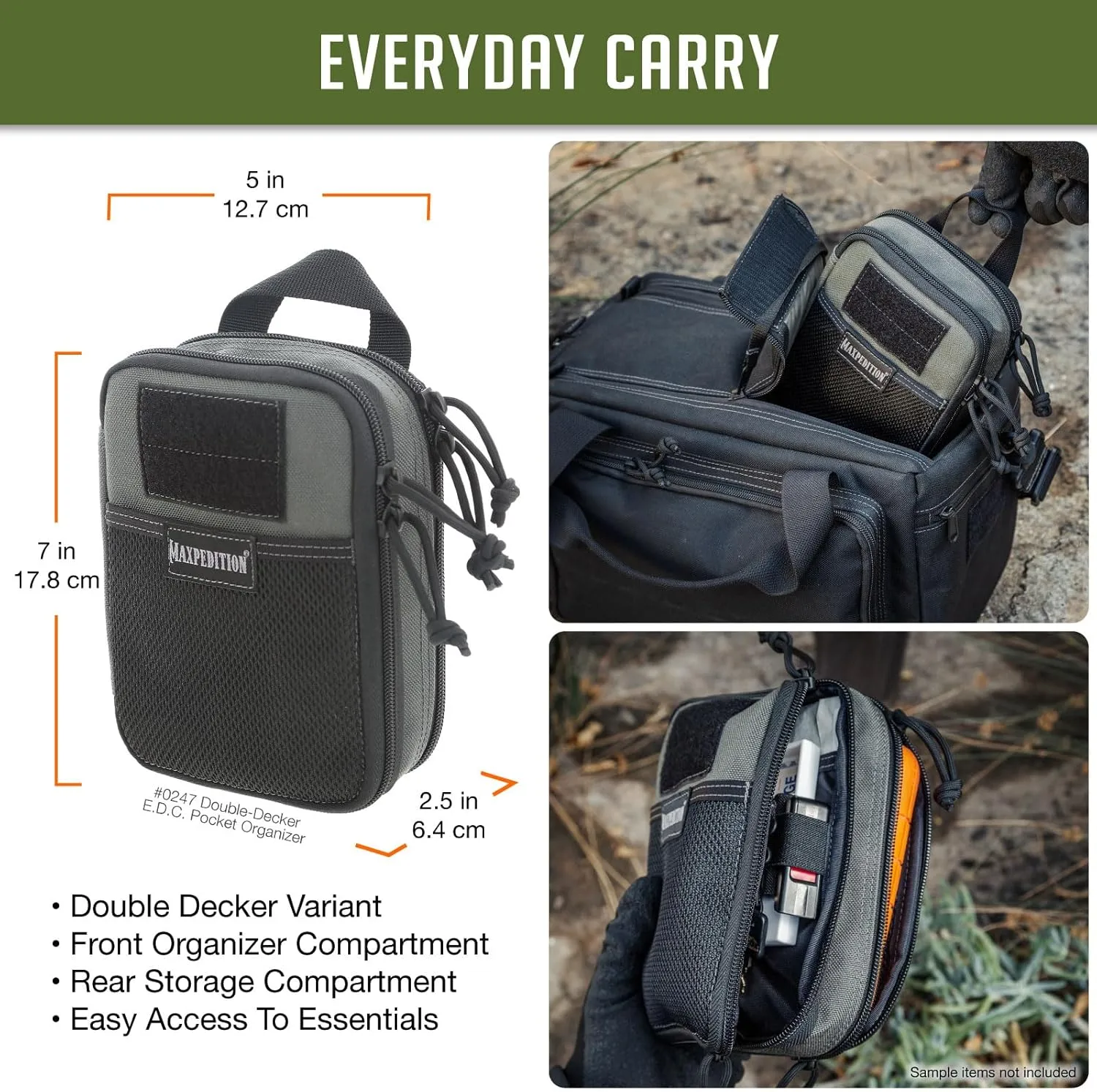 MAXPEDITION Double-Decker EDC Pocket Organizer (5” x 2.5” x 7”)