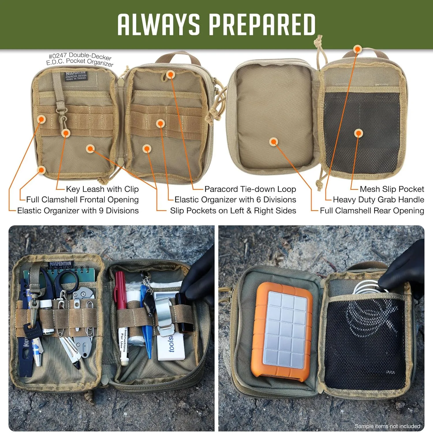MAXPEDITION Double-Decker EDC Pocket Organizer (5” x 2.5” x 7”)