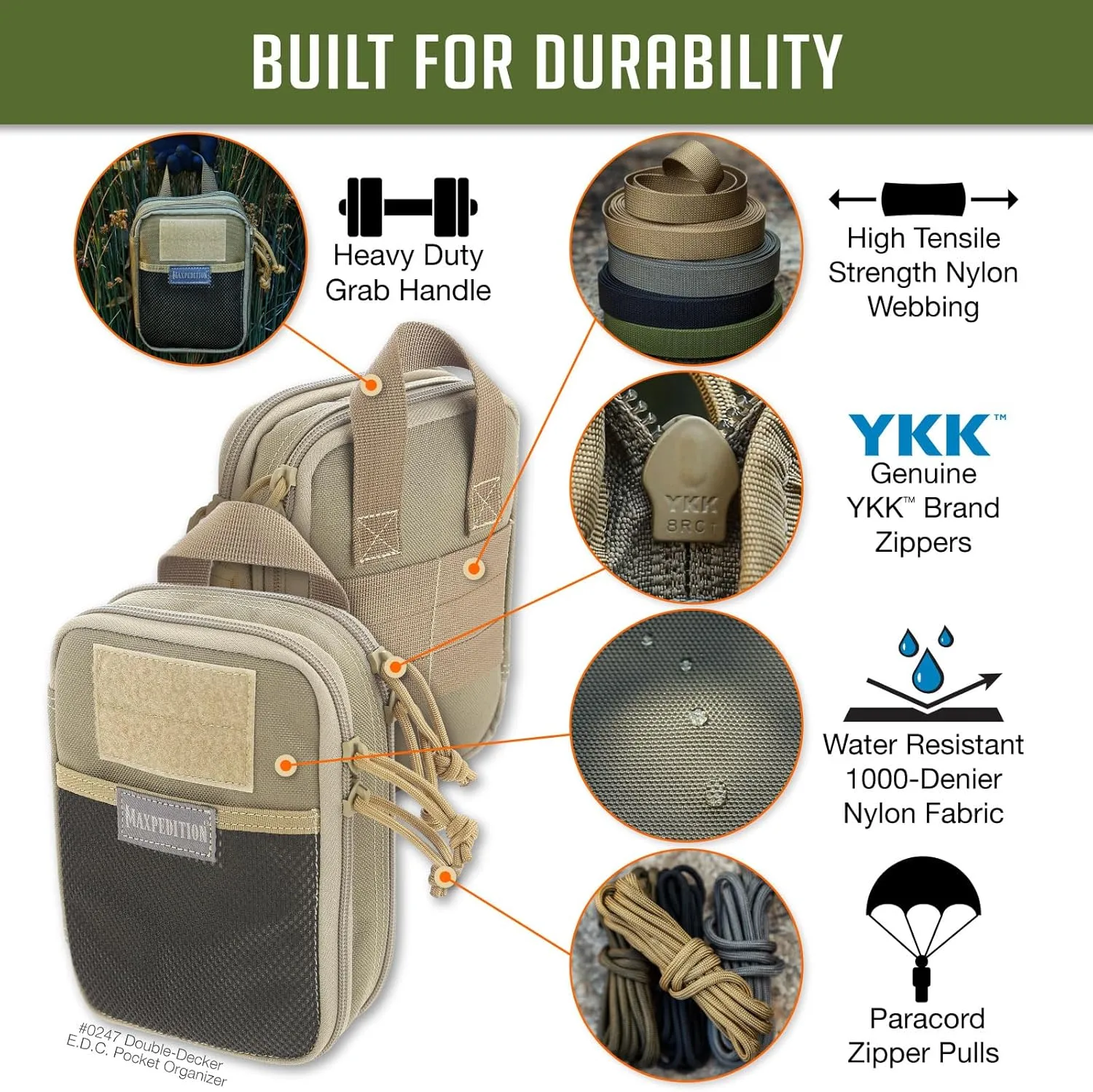 MAXPEDITION Double-Decker EDC Pocket Organizer (5” x 2.5” x 7”)