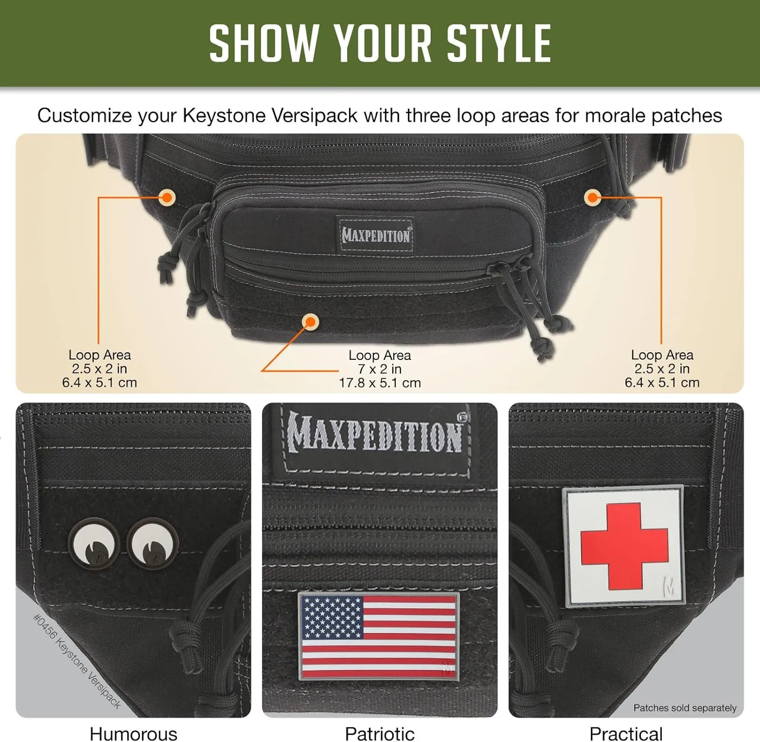 Maxpedition Keystone Versipack (14” x 6” x 6”) Tactical Crossbody Fanny Pack for Everyday Carry (Black) 0456B