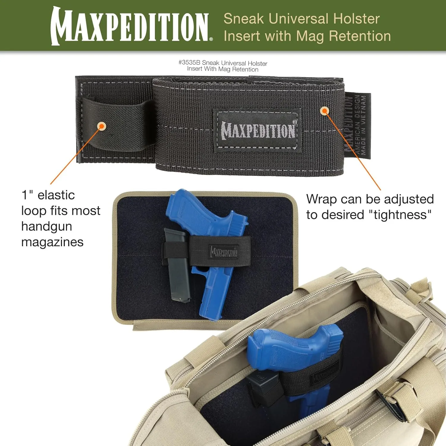 MAXPEDITION Sneak Universal Holster Insert with Mag Retention