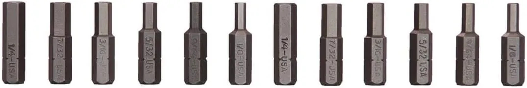 Mayhew Tools 18004 12-Piece Insert Bit Set, SAE Hex and Tamper Hex