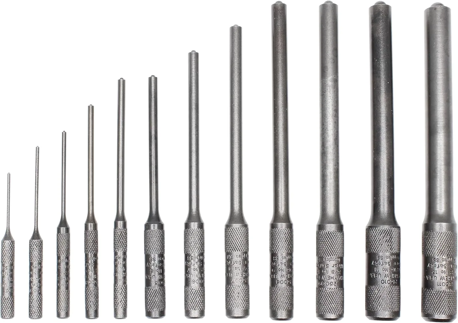 Mayhew Tools 62254 Pilot Punch, 12-Piece Set Kit Bag, Black Oxide Finish Black Oxide Finish 12-Piece Set Kit Bag SAE