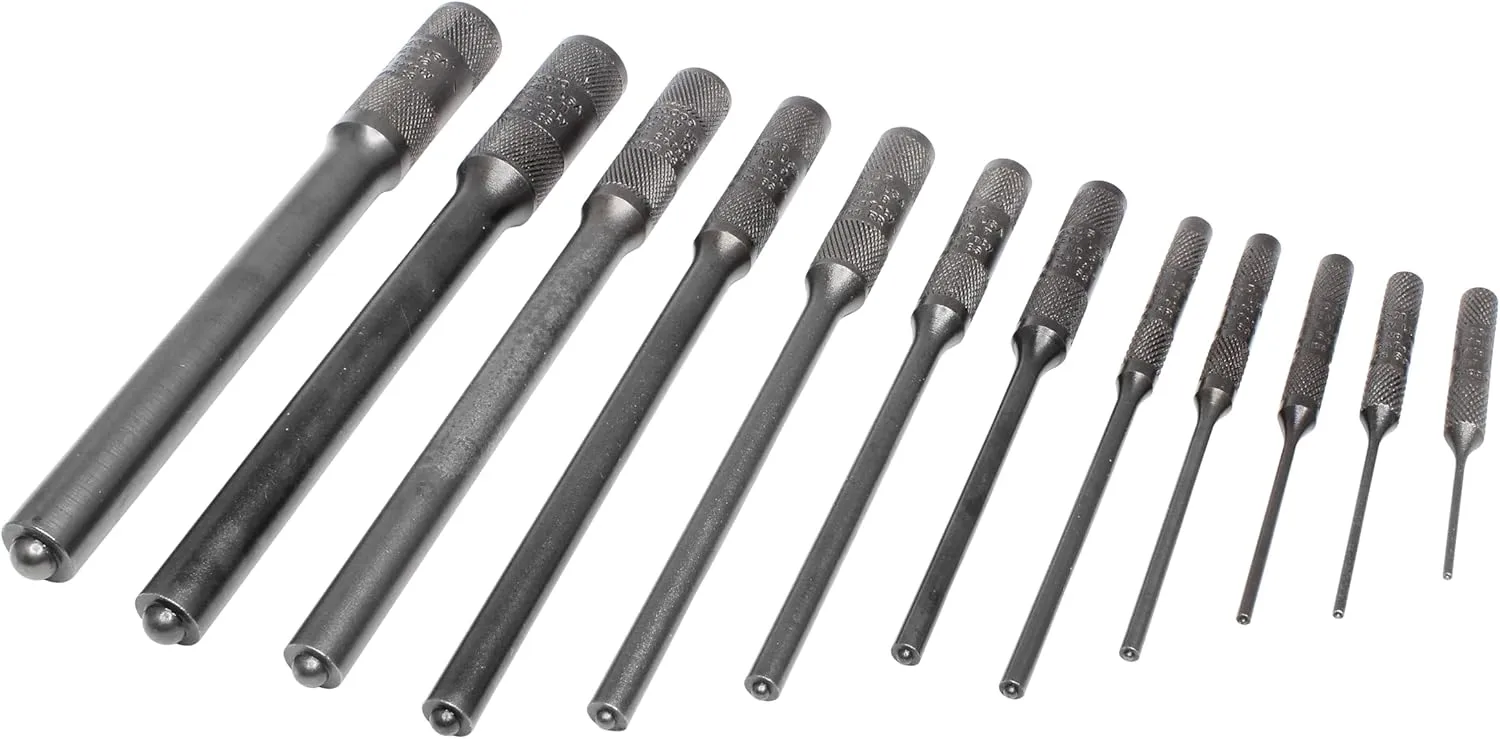 Mayhew Tools 62254 Pilot Punch, 12-Piece Set Kit Bag, Black Oxide Finish Black Oxide Finish 12-Piece Set Kit Bag SAE