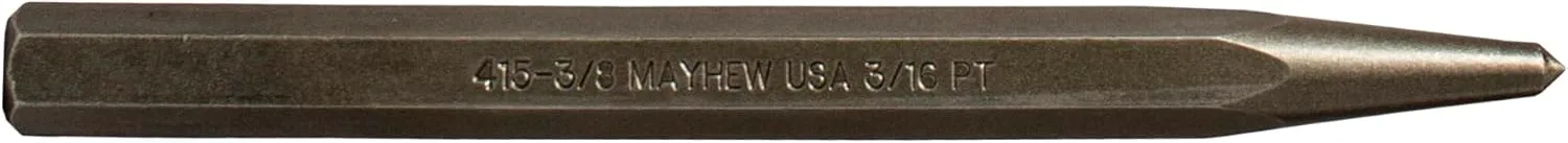 Mayhew Tools Center Punches, Shot-Blast Finish, Hex Body