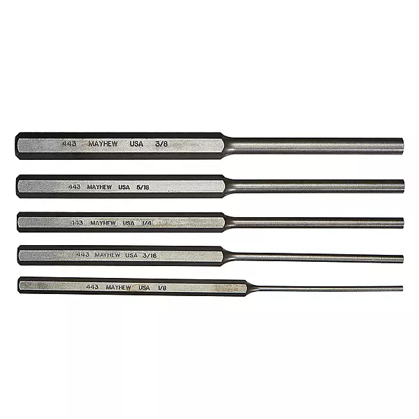 Mayhew Select 76065 446-K Long Pin Punch Kit, 5-Piece