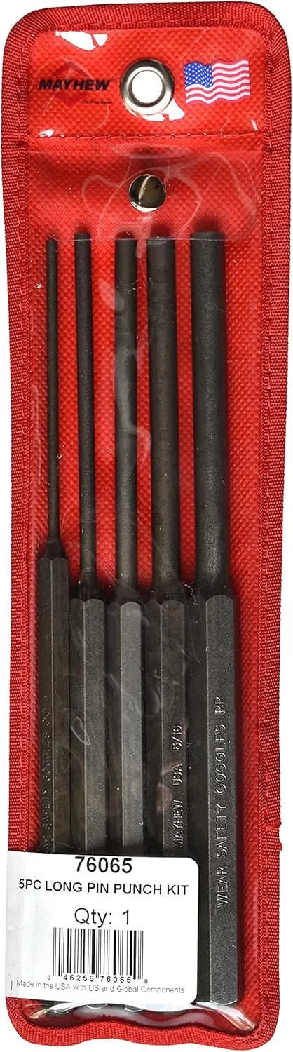 Mayhew Select 76065 446-K Long Pin Punch Kit, 5-Piece
