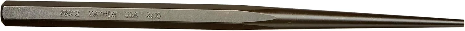 Mayhew Tools Line Up Punch Full Finish, 10 in, 3/16 in Tip, Alloy Steel