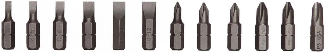 12 PC SLOTTED & PHILLIPS- BIT SET